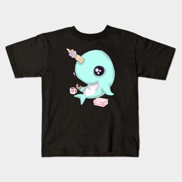 Narwhal on Break Kids T-Shirt by LVBart